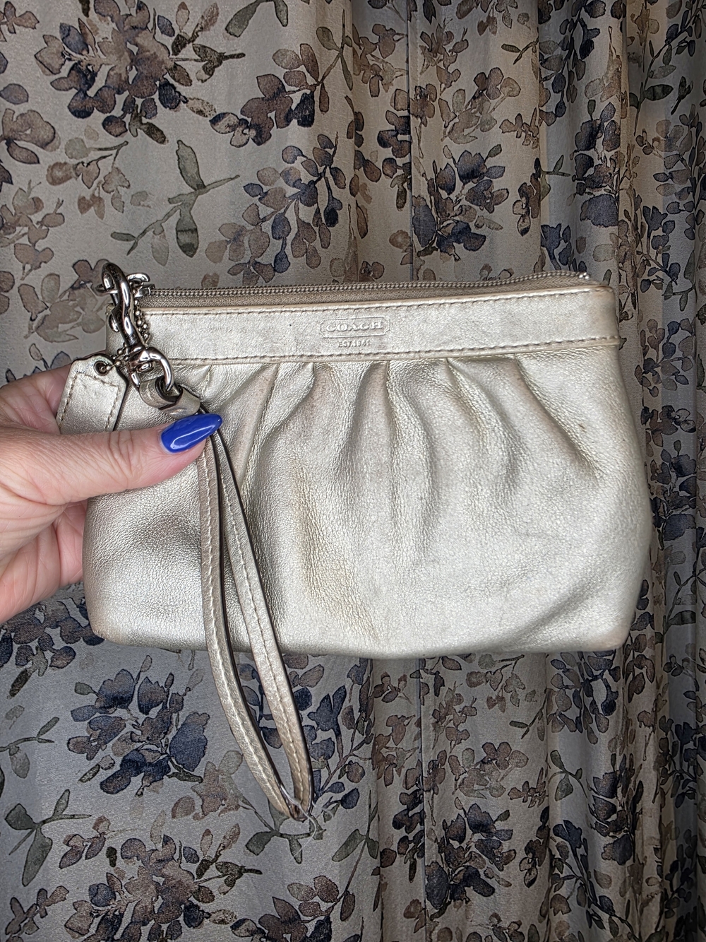 Coach Metallic Champagne Leather Wristlet